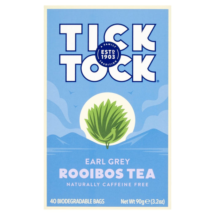 Tick ​​Tock Rooibos Earl Grey Sacs de thé 40 par paquet