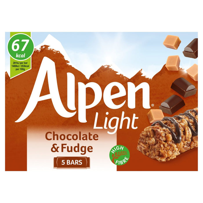 Alpen Light Cereal Bars Chocolate y Fudge 5 x 19g