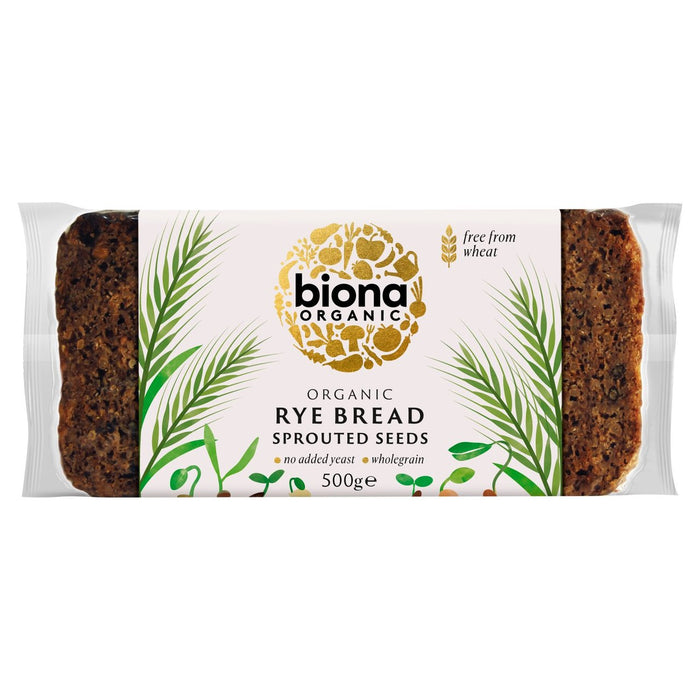 Pan de centeno de vitalidad libre de levadura orgánica biona con semillas brotadas 500g