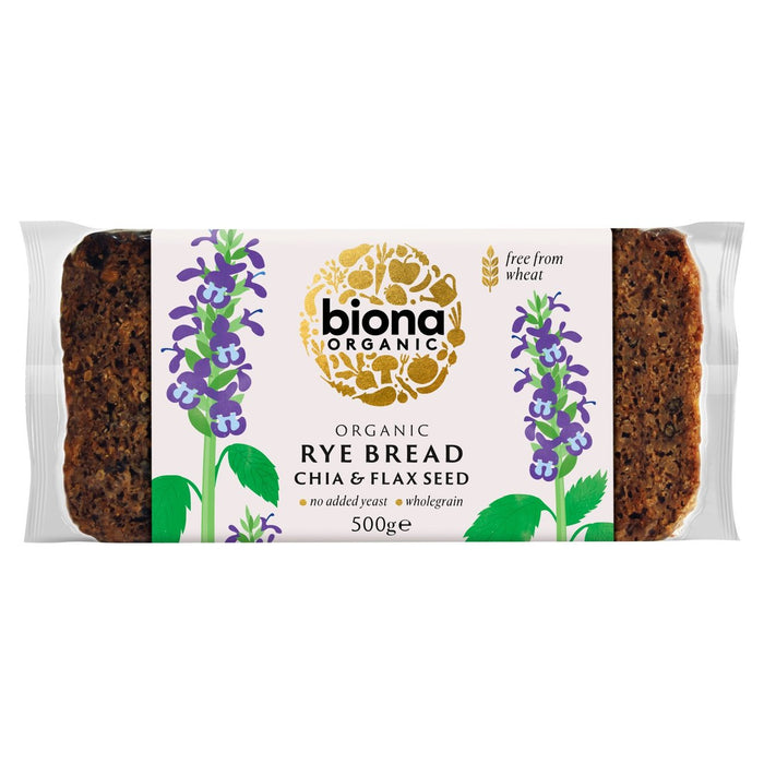 Biona Bio -Hefe frei Roggen Chia & Flachssamen Brot 500 g