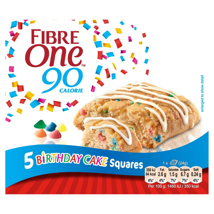 Fiber One 90 Calories Birthday Cake Bars 5 x 24g