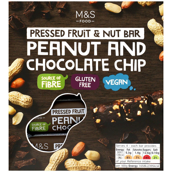 M & S Peanut & Chocolate Chip Bars 4 x 35G