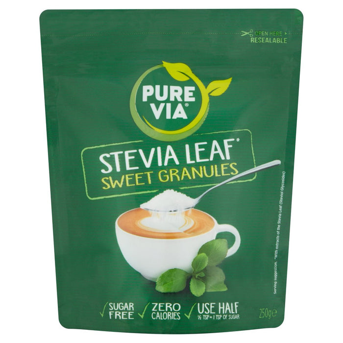 Puro a través de stevia hoja cero calorías edulcorante 250g