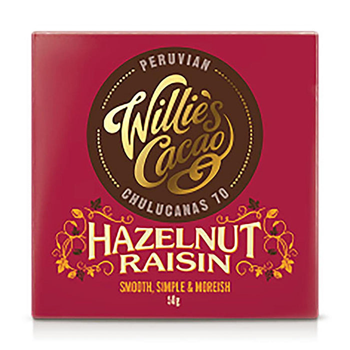 Willie's Cacao Dark Chocolate with Hazelnut & Raisin 50g