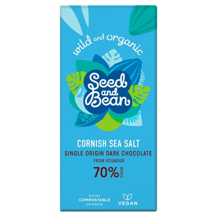 Seed & Bean Organic Dark Chocolate Bar 70% Cornish Sea Salt 85g