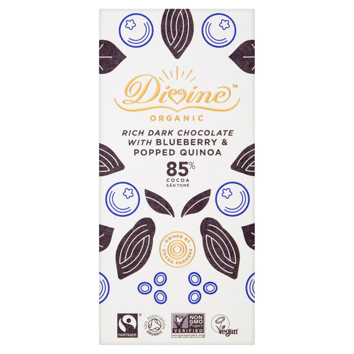Divine Organic 85% Dark with Blueberry & Quinoa 80g
