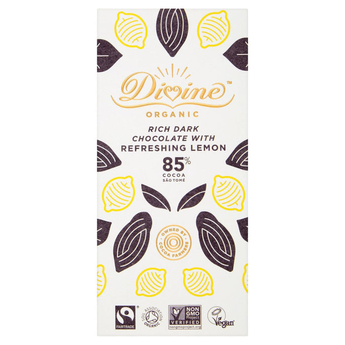Divine Organic 85% Dark with Lemon 80g
