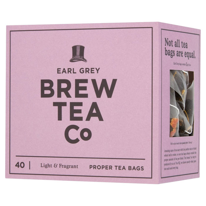 Brew Tea Co Earl Gray Sacs de thé 40 par paquet