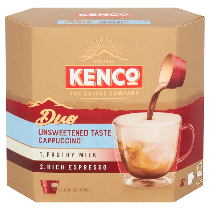 Kenco Duo Cappuccino Unsweetened Instant Coffee 6 per pack