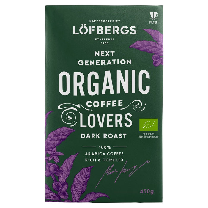 Lofbergs Coffee Lovers Organic Dark Roast Ground Coffee 450g