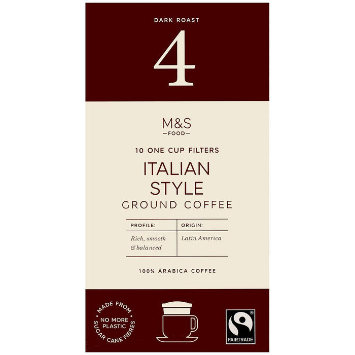 M & S 10 Tasse Filter Italienischer Stil Kaffee 10 pro Pack