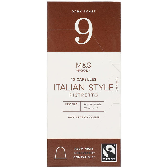 M & S 10 Italienische Kaffeekapseln 10 pro Packung