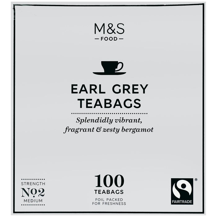 M&S Earl Grey Bolsas de té 100 por paquete