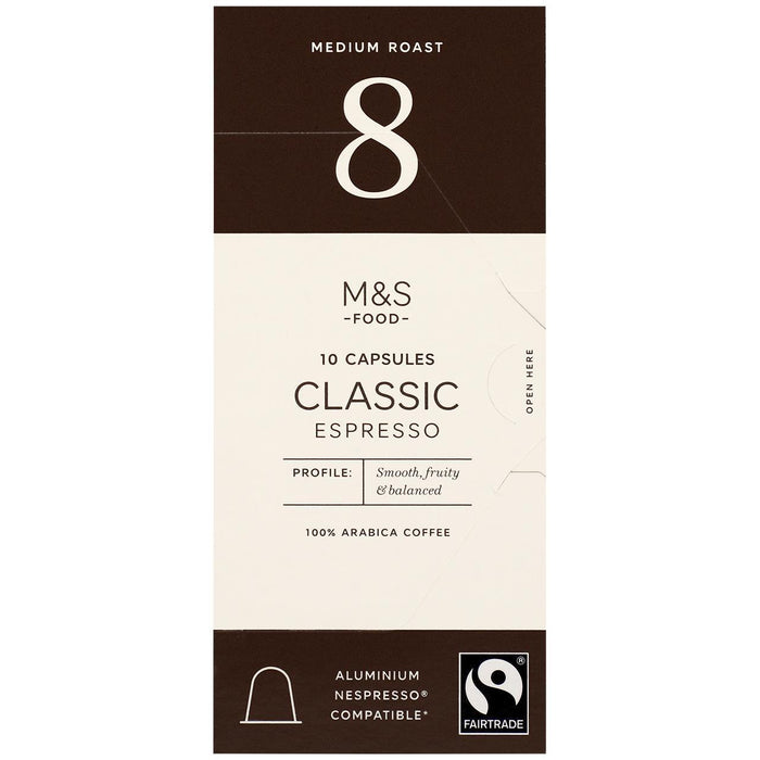 M&S Fairtrade Classic Coffee Pods 10 por paquete