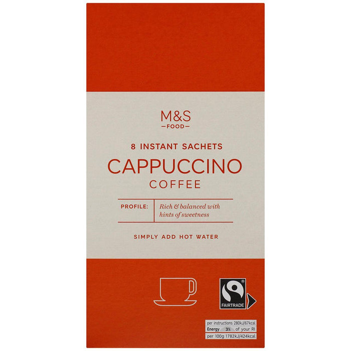 M&S Fairtrade Instant Cappuccino Sachets 8 per pack