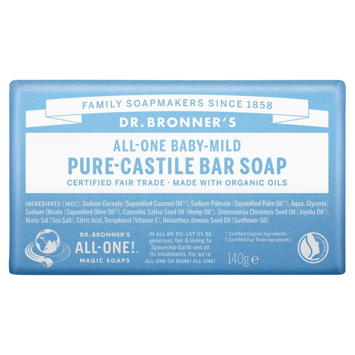 Dr. Bronner's Unscented Organic Baby Soap Bar 140g