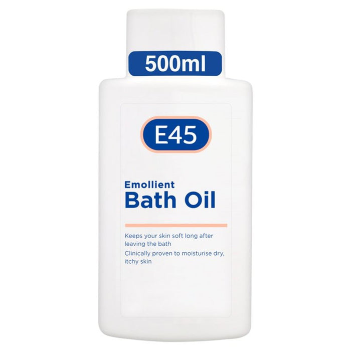 E45 Emollient Bath Oil, to moisturise dry, itchy skin 500ml