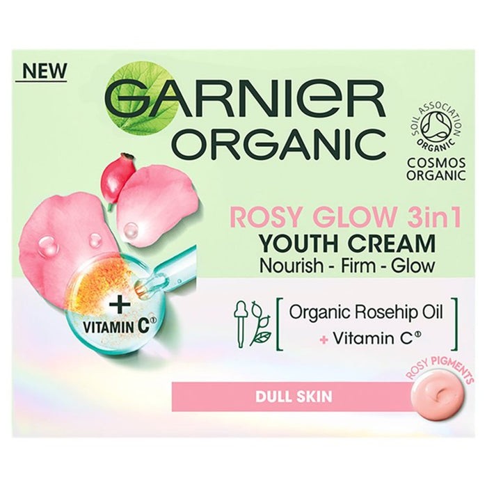 Garnier Organic Rosy Glow 3in1 Juvenil Cream Rosehip Semilla Oil 50 ml