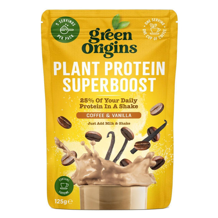 Origines vertes Superboost Coffee & Vanilla Plant Protein Powder 125g