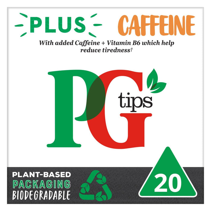 PG Tips Plus Caffeine Black Tea with added caffeine + vitamin B6 Tea Bags 20 per pack