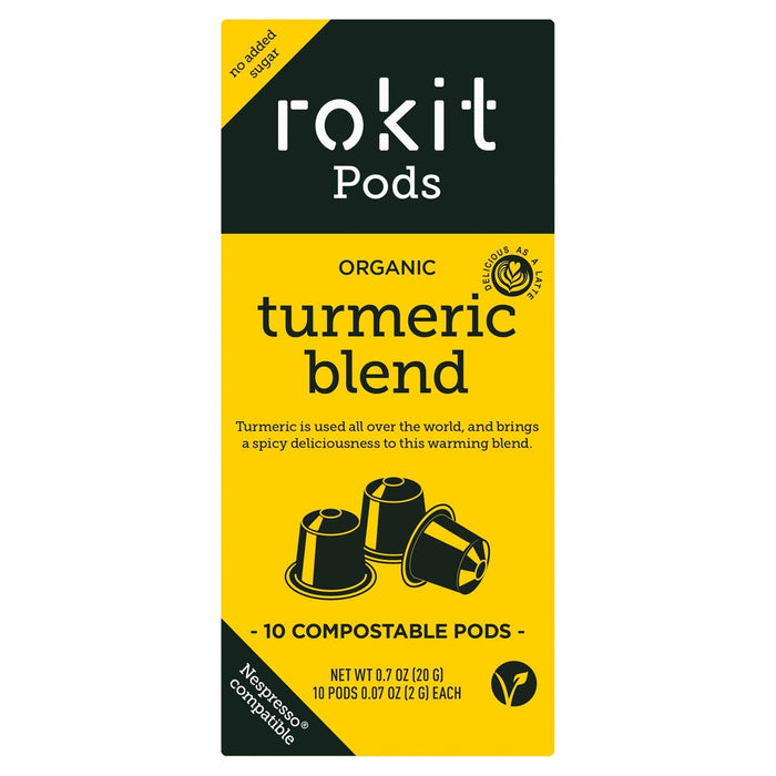 Rokit pods cúrcuma orgánica mezcla nespresso compatible pods 10 por paquete