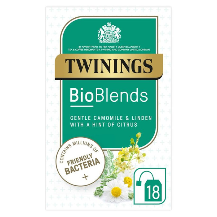 Twinings Bioblends Camomile y Linden Tea con bacterias amigables 18 por paquete