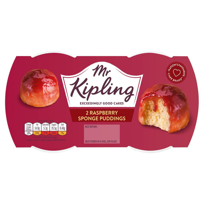 Mr Kipling Raspberry Sponge Puddings 2 per pack