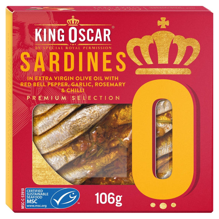 Sardinen mit roter Pfeffer -Knospenosen Rosmarin & Chili Extra Virgin Olivenöl 106g