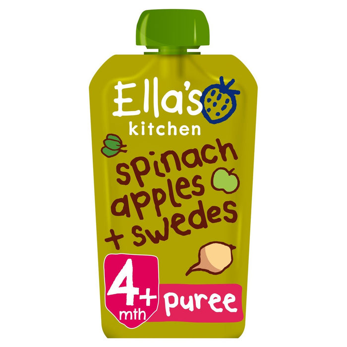 Ellas Küche Bio -Spinat, Äpfel & Schweden Babybeutel 4+ Monate 120g