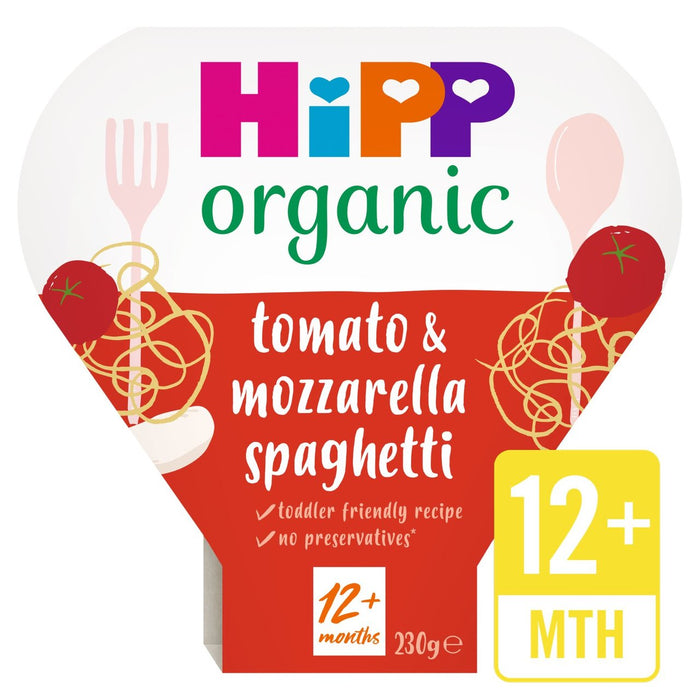 Hipp Organic Spaghetti ondule avec une savoureuse tomate et une sauce mozzarella 230g