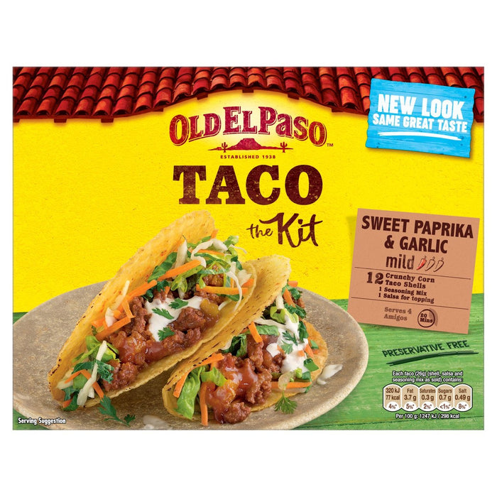 Old El Paso Sweet Paprika & Garlic Taco Kit avec coquilles 308g
