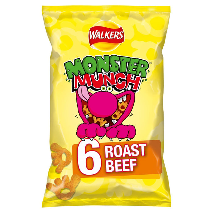 Walkers Monster Munch Snacks de ternera asada 6 x 22 g 