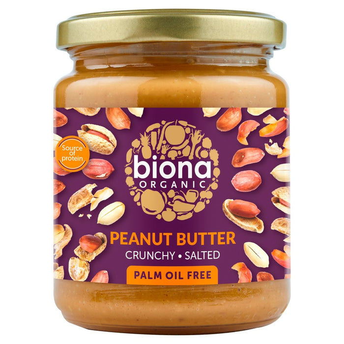 Biona Organic Peanut Butter Crunchy Free From Palm Fat 250g