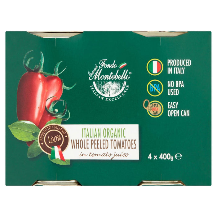 Fondo Montebello Tomates pelados italianos orgánicos 4 x 400G