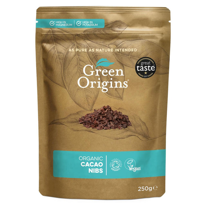 Orígenes verdes Nibs orgánico de cacao crudo 250G