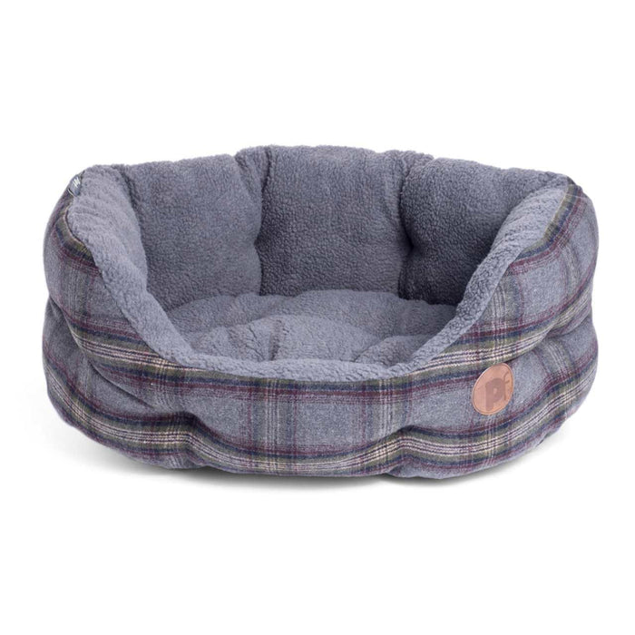 Petface gris tweed cama de mascota ovalada
