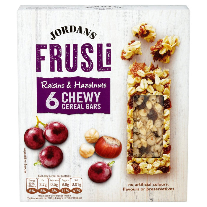 Jordans Raisin &amp; Hazelnut Frusli Barritas de cereales 6 x 30g 