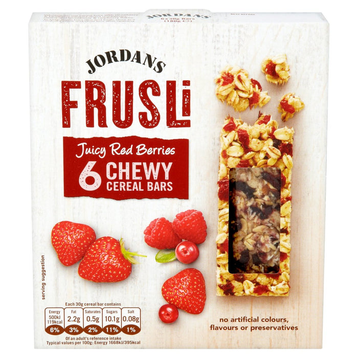 Jordans Red Berries Frusli Barritas de Cereal 6 x 30g 