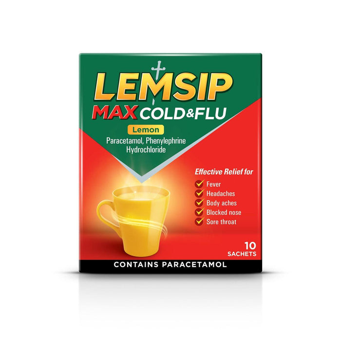 Lemsip Max Sarchas de limón fría y gripe 10 por paquete