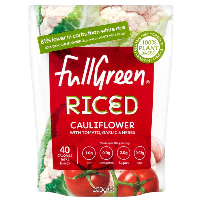 Fullgreen Riced Cauliflower with Tomato Garlic & Herb 200g