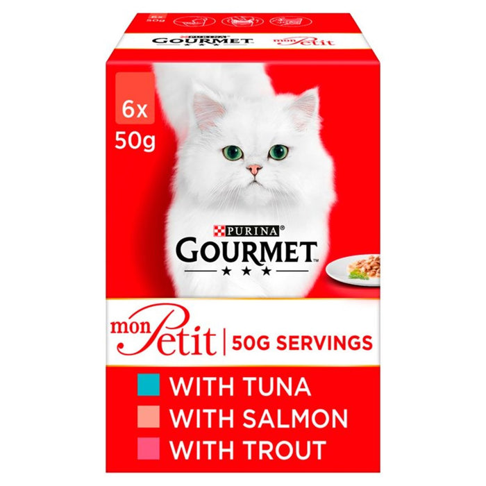 Gourmet Mon Petit Cat Food Pouches Fish Tuna, Salmon & Trout 6 x 50g