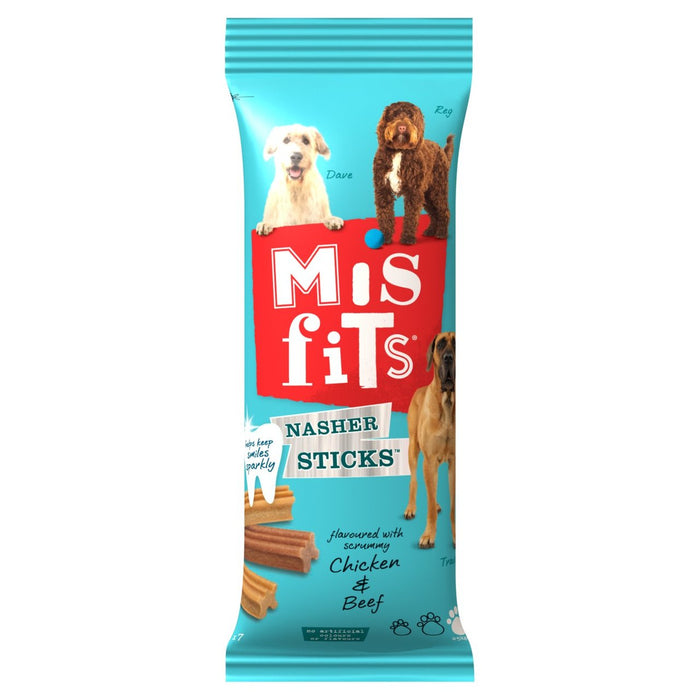 Misfits Nasher Sticks Adult Large Dog Treats with Chicken and Beef 7 x 38g