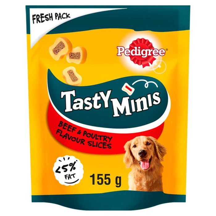 Pedigree Tasty Minis Adult Dog Treats Chewy Slices with Beef & Poultry 155g