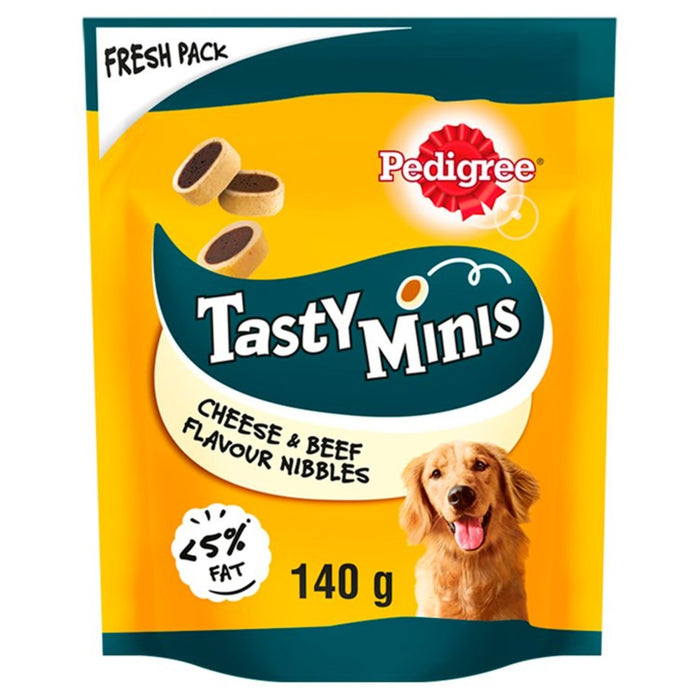 Pedigree Tasty Minis Adult Dog Treats Cheesy Nibbles Cheese & Beef 140g