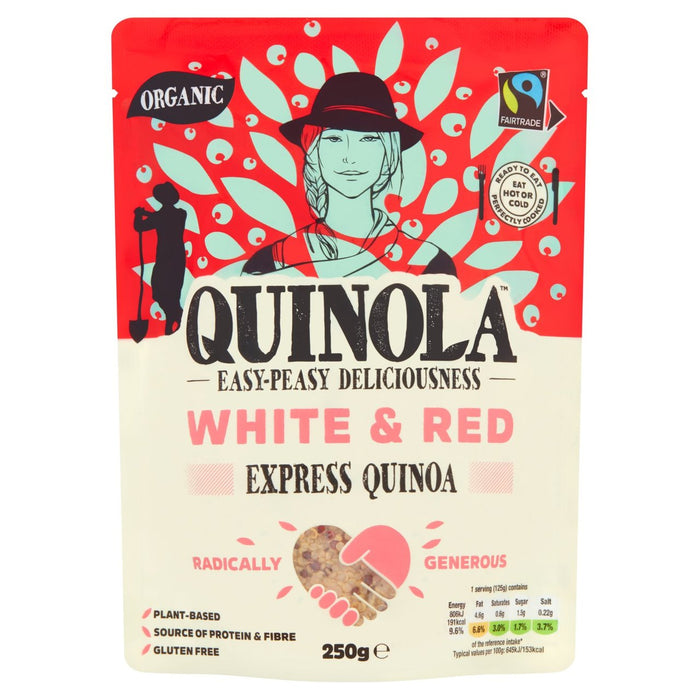 Quinola Organic Fairtrade White & Red Ready to Eat Quinoa 250g