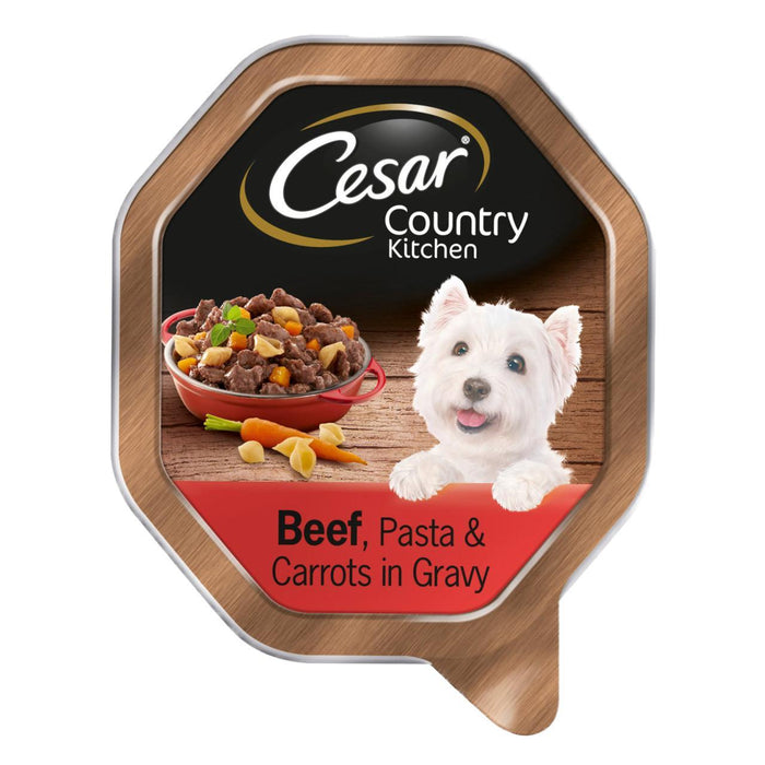Cesar Country Kitchen Adult Wet Dog Food Tray Beef & Pasta in Gravy 150g