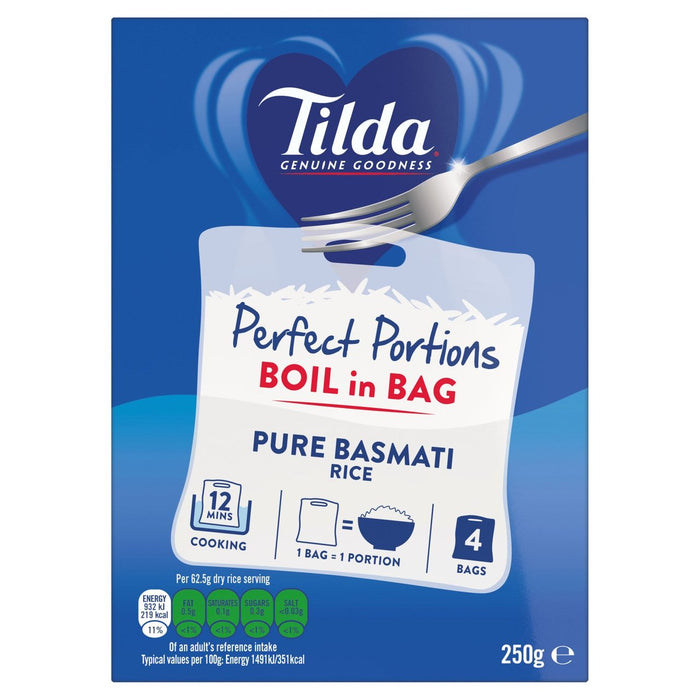 Tilda bouillir dans le sac pur riz basmati 4 x 62,5 g