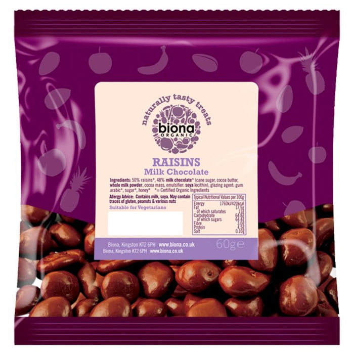 Biona Organic Raisins Milk Chocolate 60g