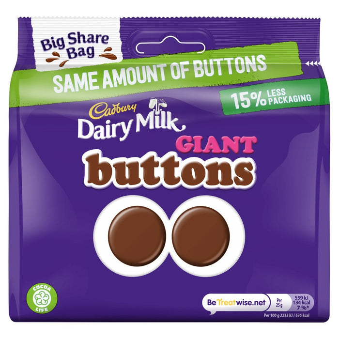 Botones gigantes de la leche láctea de Cadbury 240g