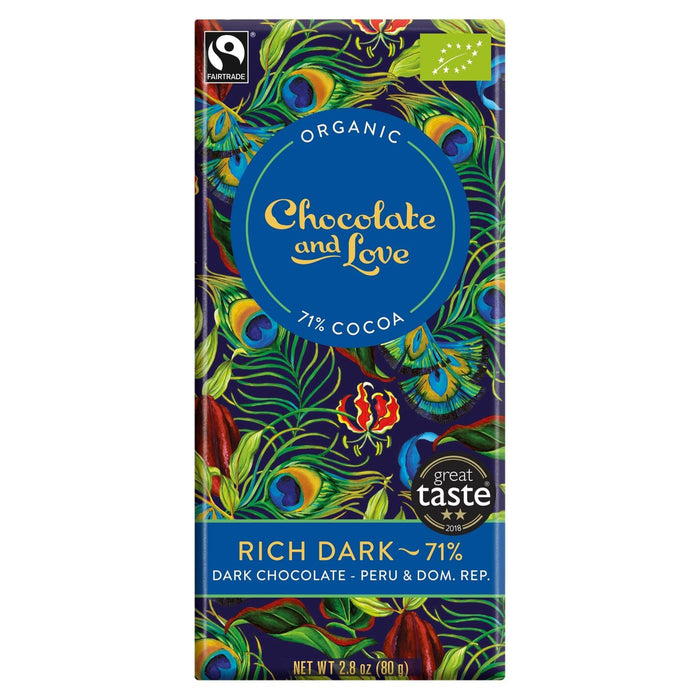 Schokoladen- und Liebe Fairtrade Bio Reich dunkle 71% dunkle Schokolade 80g